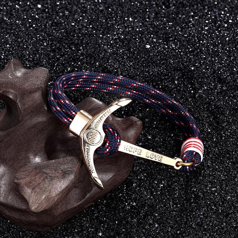 High Quality Elegant Anchor Bracelet Luxury Charm Nautical Survival Rope Amazing Chain Bracelet For Great Men And Women Friends Gift Charm Chain Jewelry