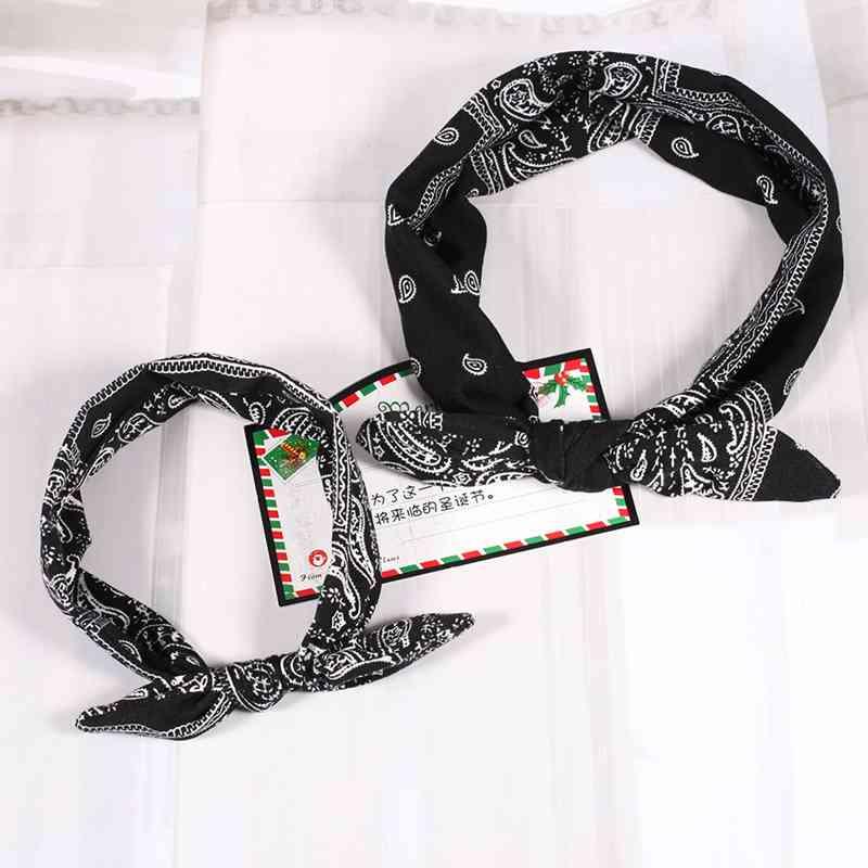 Luxury Modern Bow For Mother and Baby Headband Turban Rabbit Ears Elastic Hair Bands Retro Print Parent-Child Hair Accessories