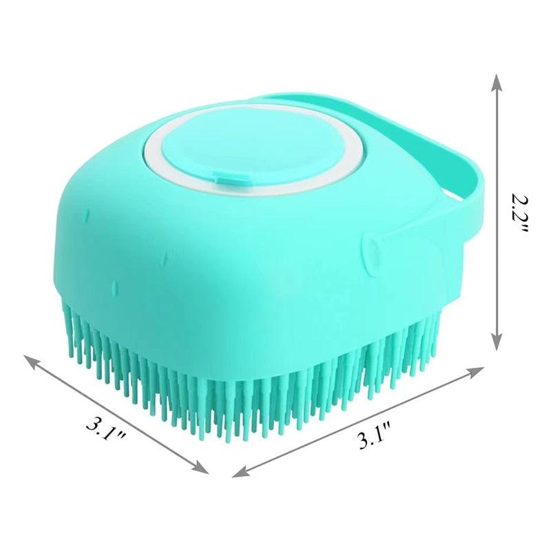 Pet Dog Cat Bath Brush 2-in-1 Pet  Massage Comb Soft Silicone Pet Shower Hair Grooming Comb Dog Cleaning Tool Pet Supplies Pet Brush Bath Massage Brush Shampoo Dispenser for Pet