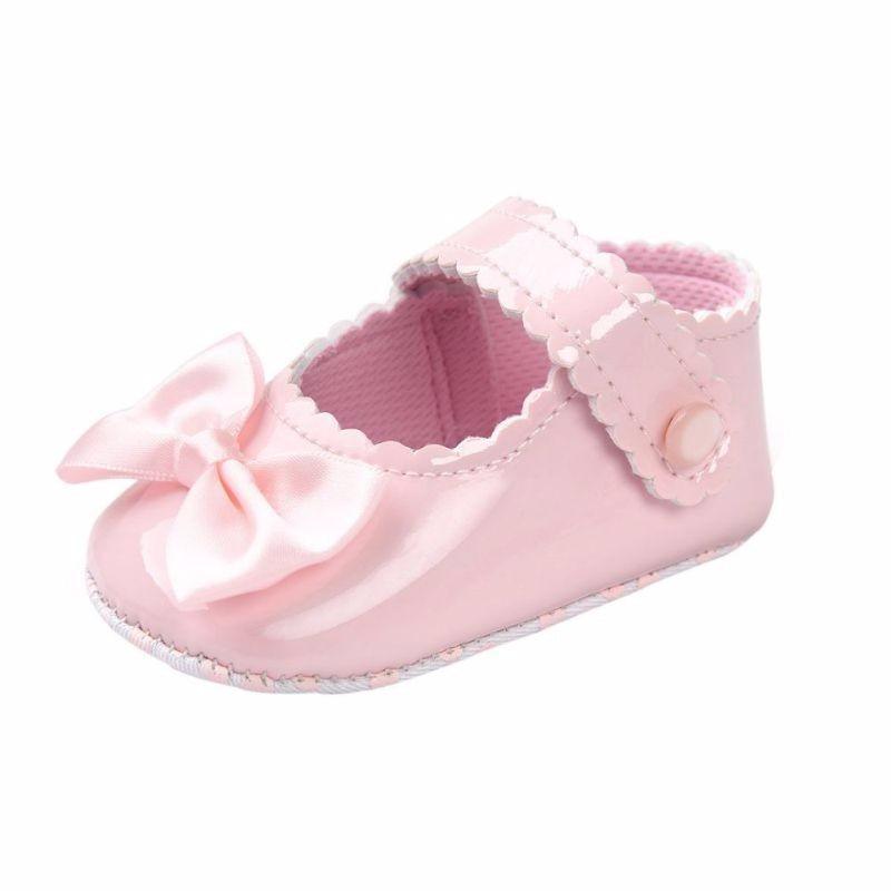 Red Princess Baby Girl Shoes Newborns Butterfly-knot PU Leather Shoes Infants Crib Soft Fashion Footwear Shoes