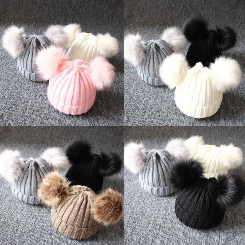 Newborn Baby Kids Girls Winter Warm Knit Hat Ball Beanie Cap  Design
