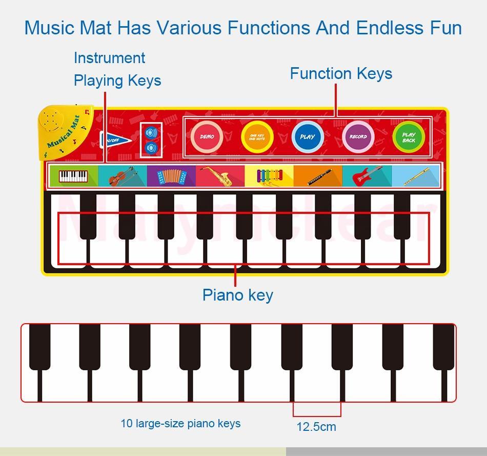 Children Musical Toys Crawling Piano Carpet Educational Toy Kids Baby Touch Play Game Mats Gift For Kids
