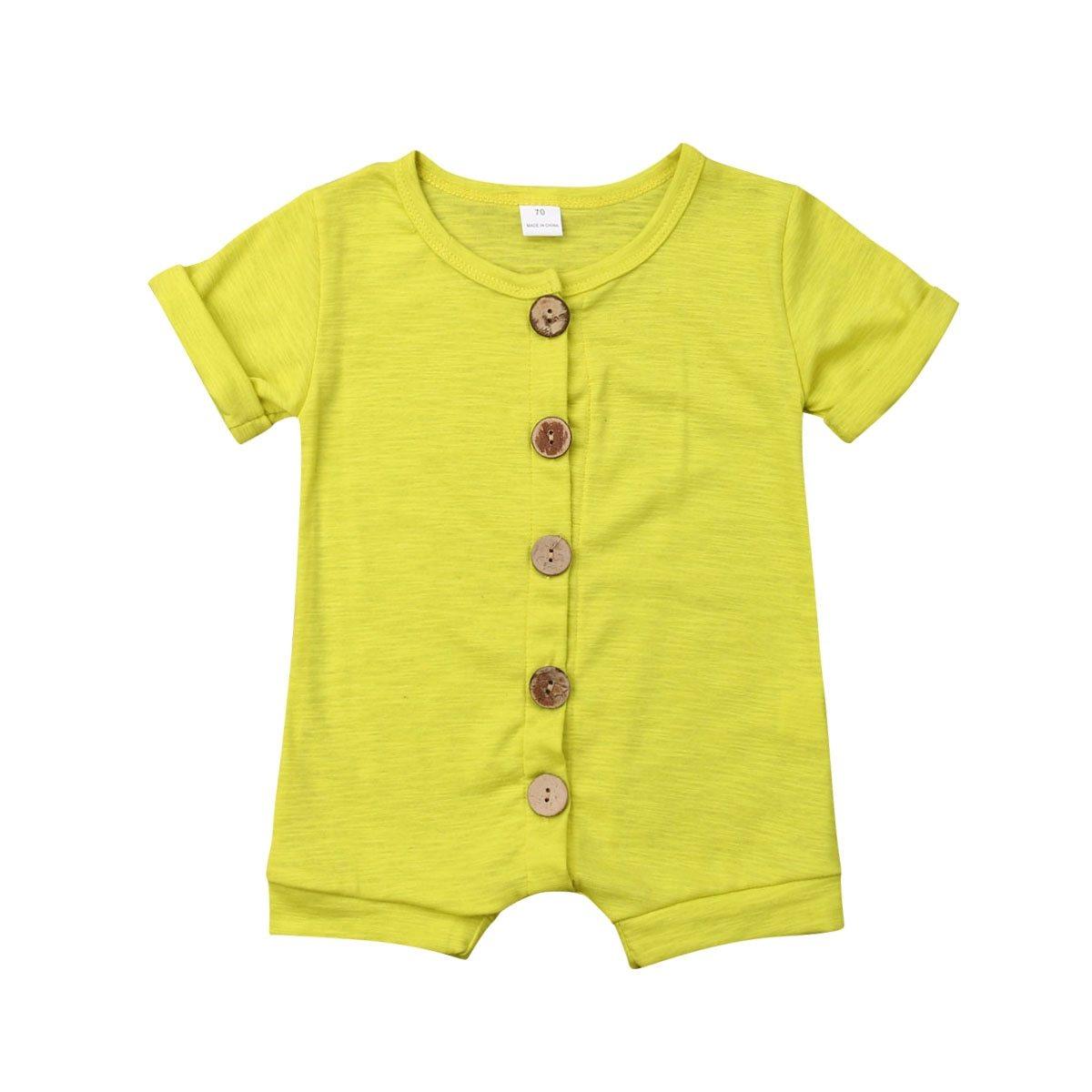 Summer Newborn Baby Boys Girls Short Sleeve Romper Solid Jumpsuit For Girls In elegant Colors