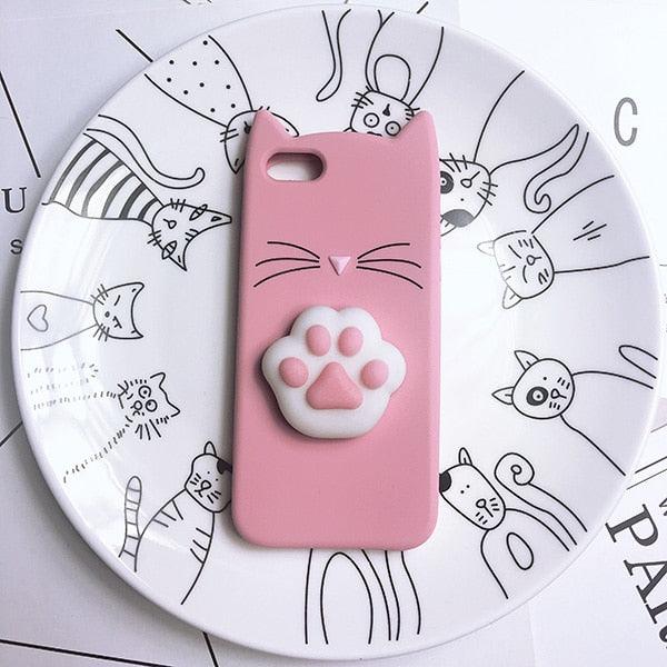 Cat Soft Silicone Mobile Phone Case Back Cover 3D Cute Bear Seal Phone Case For iPhone 6 6S 7 8 Plus X Case Cartoon Cat Ear Silicone Case For iPhone5S SE 8 Plus
