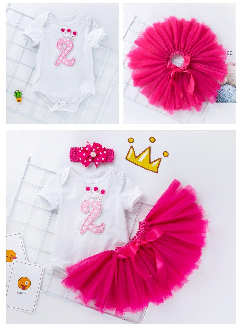 2 Year Girl Baby Birthday Dress For Birthday Girl Party - 3 Piece Infant Clothing Luxury Set For Birthdays For Girls