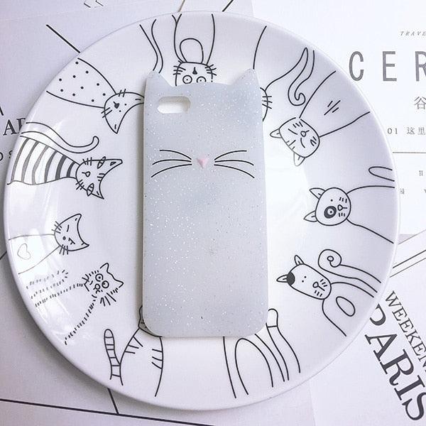 Cat Soft Silicone Mobile Phone Case Back Cover 3D Cute Bear Seal Phone Case For iPhone 6 6S 7 8 Plus X Case Cartoon Cat Ear Silicone Case For iPhone5S SE 8 Plus