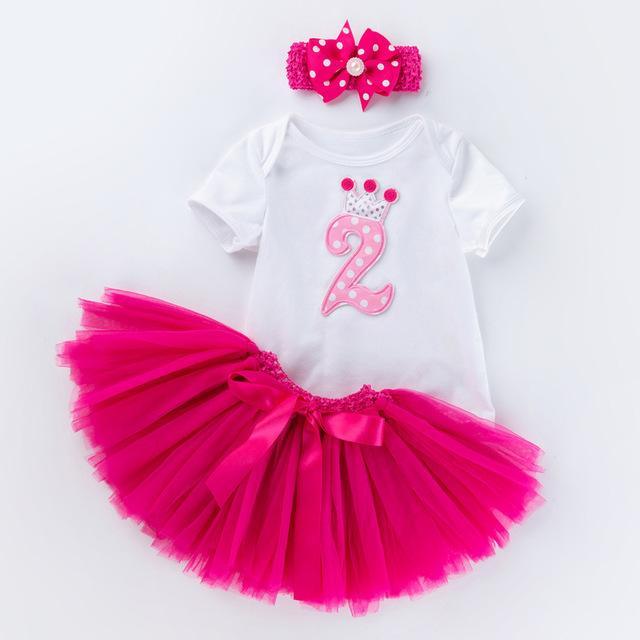 2 Year Girl Baby Birthday Dress For Birthday Girl Party - 3 Piece Infant Clothing Luxury Set For Birthdays For Girls