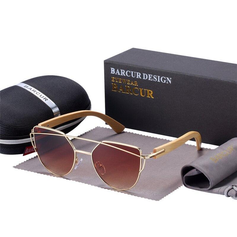 Bamboo High Quality Female Sunglasses Oversized Women Polarized Sunglasses With Natural Bamboo In Elegant and Luxury Cat eye Eyewear Luxury Style
