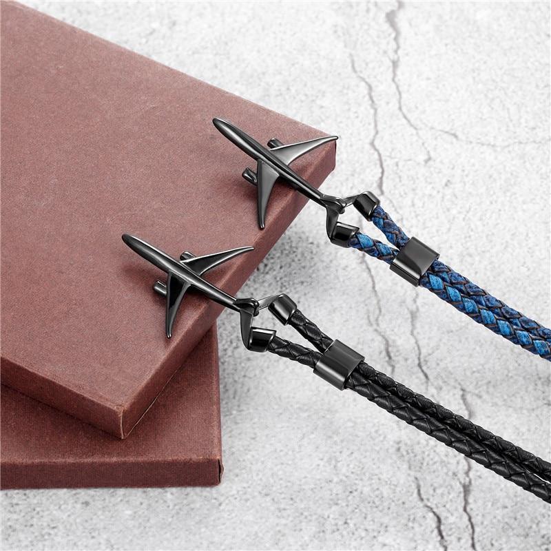 Modern Stainless Steel Airplane Anchor Luxury Bracelets For Men And Women Genuine Multi-Layer Leather Elegant Bracelet Freestyle Home Jewelry