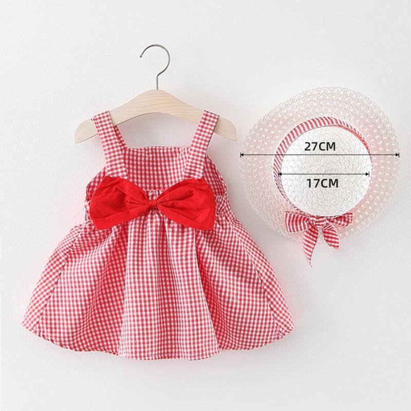 Modern Luxury Baby Girl Summer Party Clothing Cherry Dot Princess Dresses Bow Hat Outfits For Girls