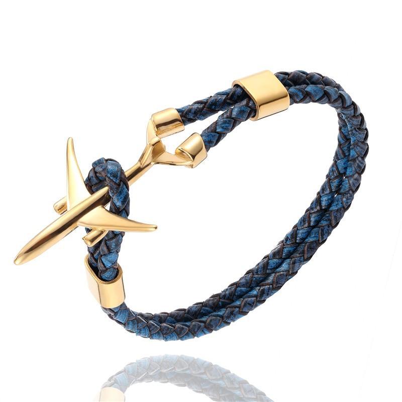 Modern Stainless Steel Airplane Anchor Luxury Bracelets For Men And Women Genuine Multi-Layer Leather Elegant Bracelet Freestyle Home Jewelry