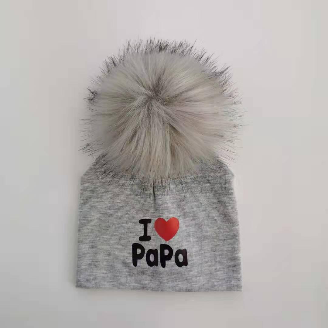 Newborn Cotton Hats Baby Pom Pom Childre Infant Hats For BabY Boys and Girls Wth Printed "I love mama " and " Design