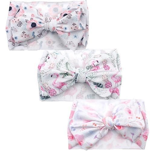 Handmade Luxury 3PCS Baby Accessories Turban Baby Girl Headbands Printed Big Bows Fabric Bow Infant Headwraps bow For Kids