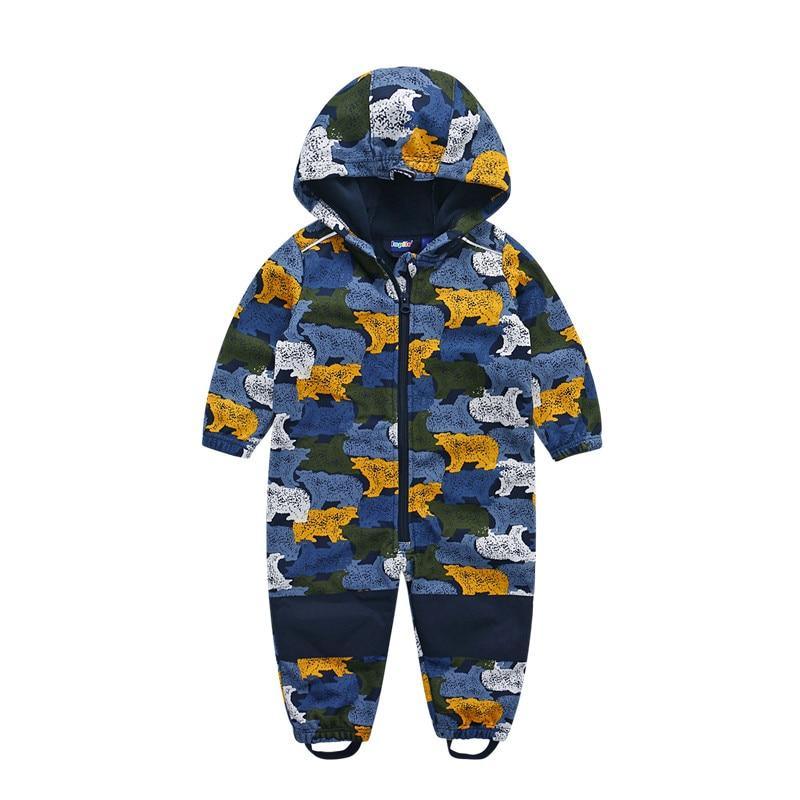 Modern Designer Ski suit For Children Soft Shell Outdoor Jacket Waterproof  Fleece Lining Jumpsuit For Boys and Girls In Modern Colorful Design