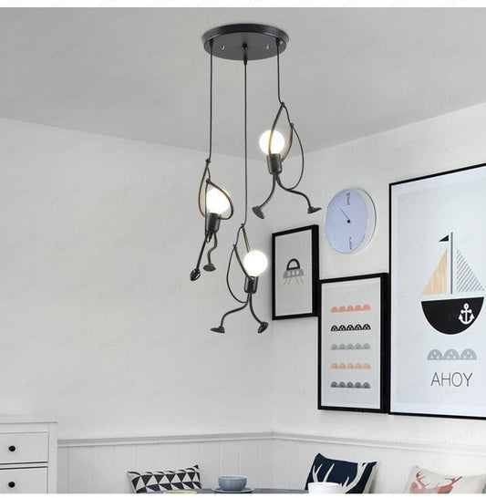 Industrial Metal Pendant Light, Creative Cartoon Ceiling Light Fixture, Indoor Hanging Lamp, Modern Minimalist Lamps for Bedrooms Loft Study Restaurant Entryway Foyer, E27 Great decoration for Bedroom and Kids Room