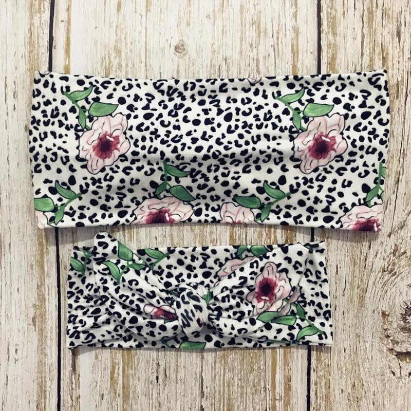 Luxury Mdoern Set 2PCS Baby and Mom Headbands Set Flower Bowknot Newborn Turban Cross-tied Mommy Headband Bow