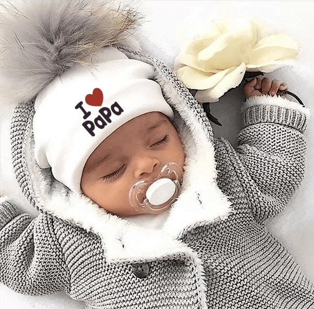 Newborn Cotton Hats Baby Pom Pom Childre Infant Hats For BabY Boys and Girls Wth Printed "I love mama " and " Design