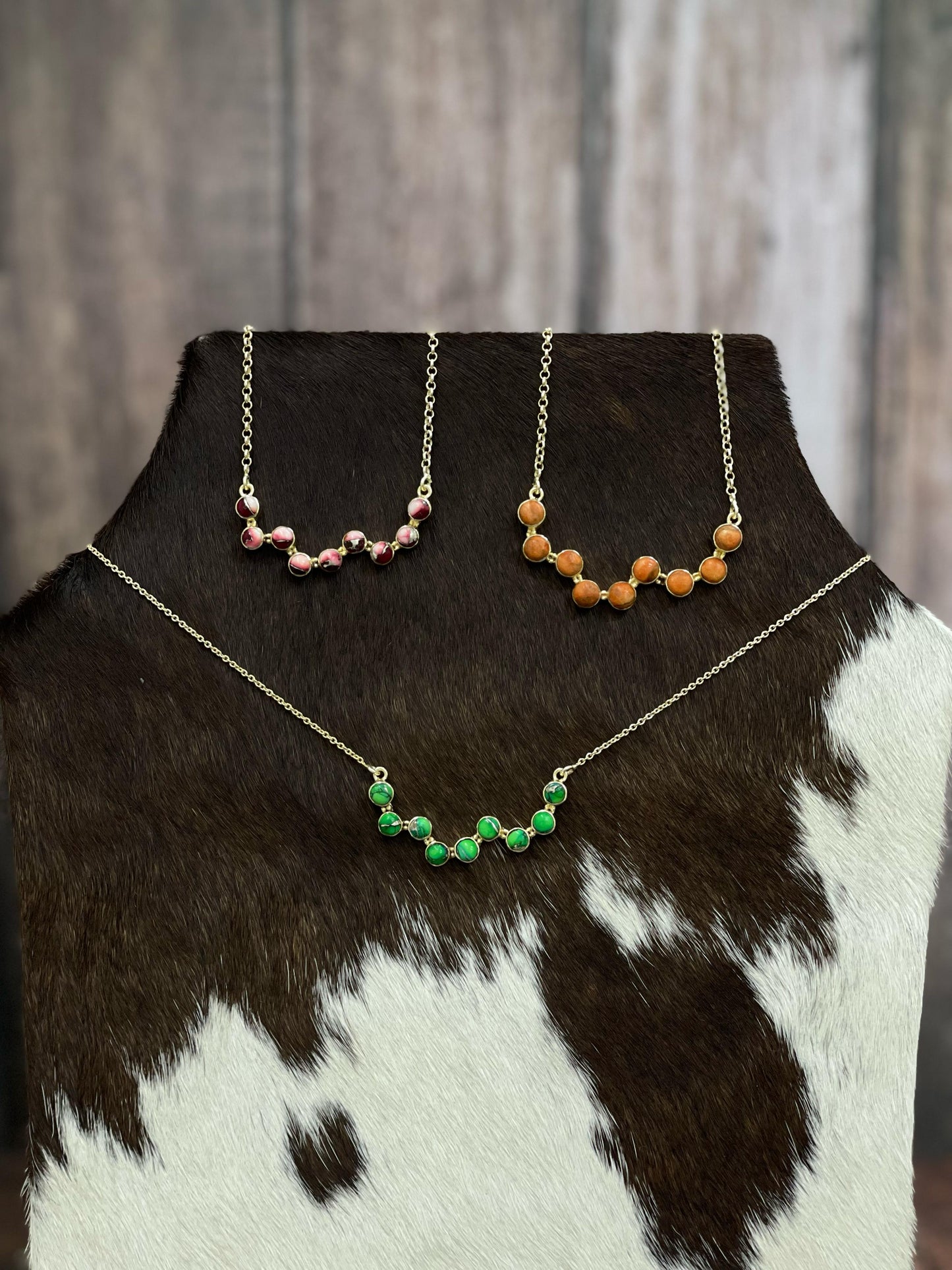 "The Golden Collection" Desert Jewels Handmade Natural Multi Stone Gold Plated Necklace