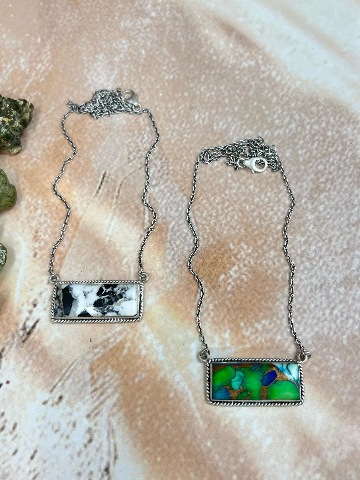 Handmade Sterling Silver White Buffalo, Peacock Dahlia Necklace with Signed Nizhoni