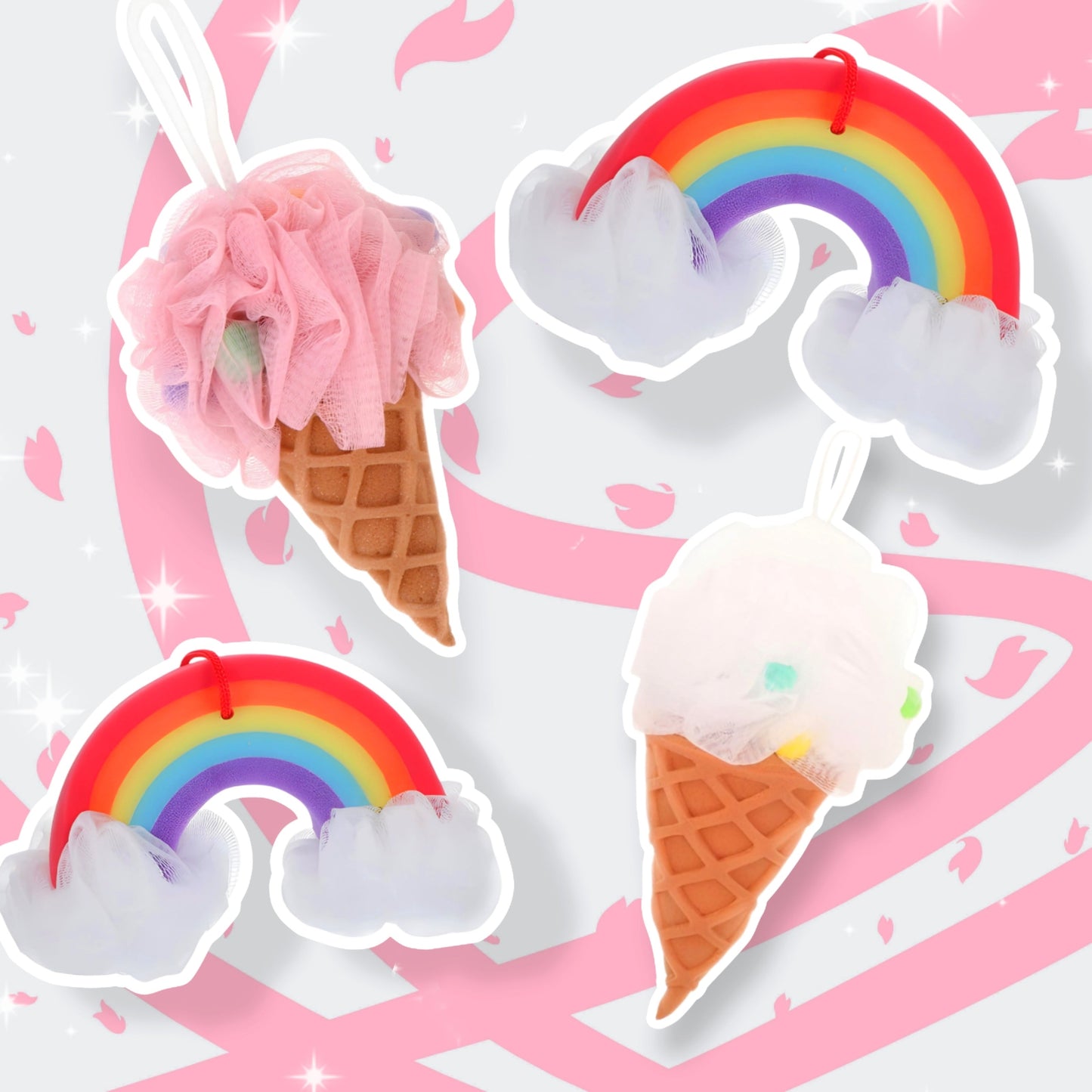 Strawberry Ice cream Bath Pouf