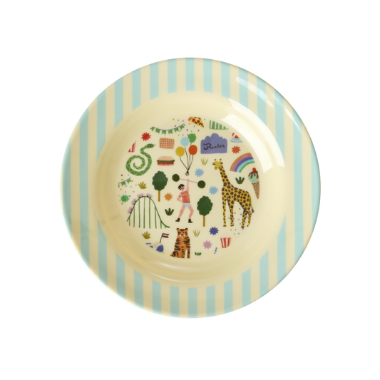 Melamine Kids Bowl | Fun Fair Mint Print -