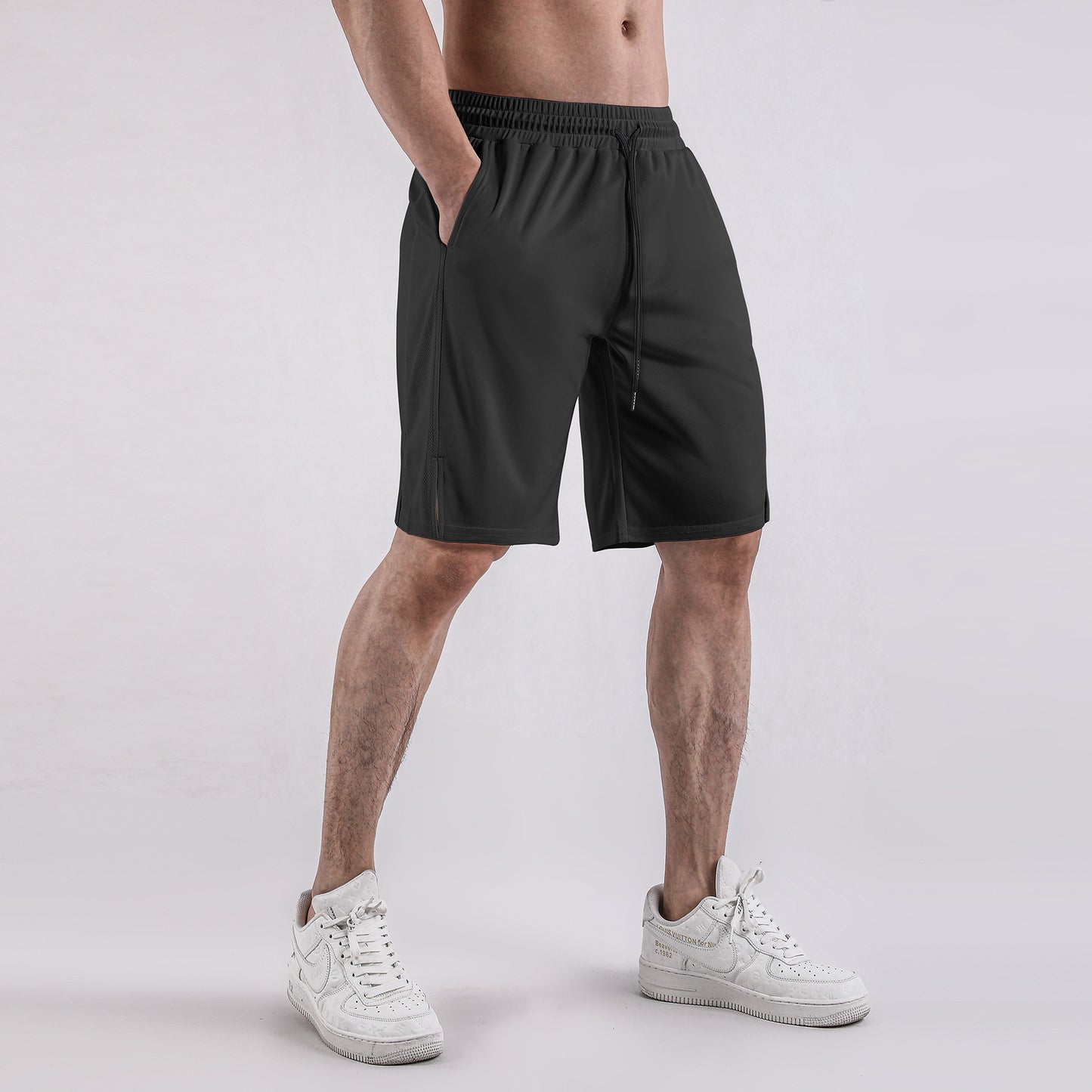 Summer Men's New Quick-drying Mesh Shorts Sports Casual Soft Skin-friendly Fitness Breathable Elastic Capri Pants
