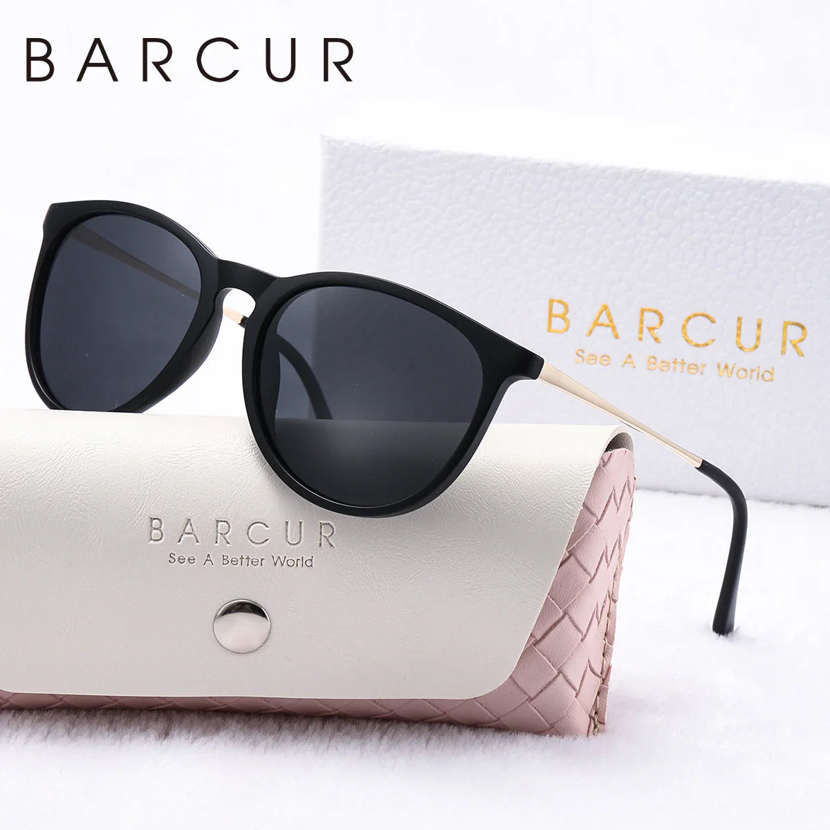 BARCUR Sunglasses Women’s Leopard Print Two-Tone Cat Eye Fashion Glasses – Trendy Polarized UV400 Gradient TAC Lenses for Summer Travel & Outdoor Activities