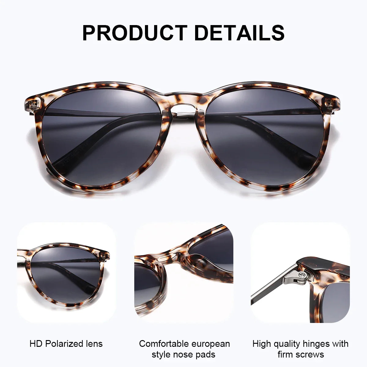 BARCUR Sunglasses Women’s Leopard Print Two-Tone Cat Eye Fashion Glasses – Trendy Polarized UV400 Gradient TAC Lenses for Summer Travel & Outdoor Activities