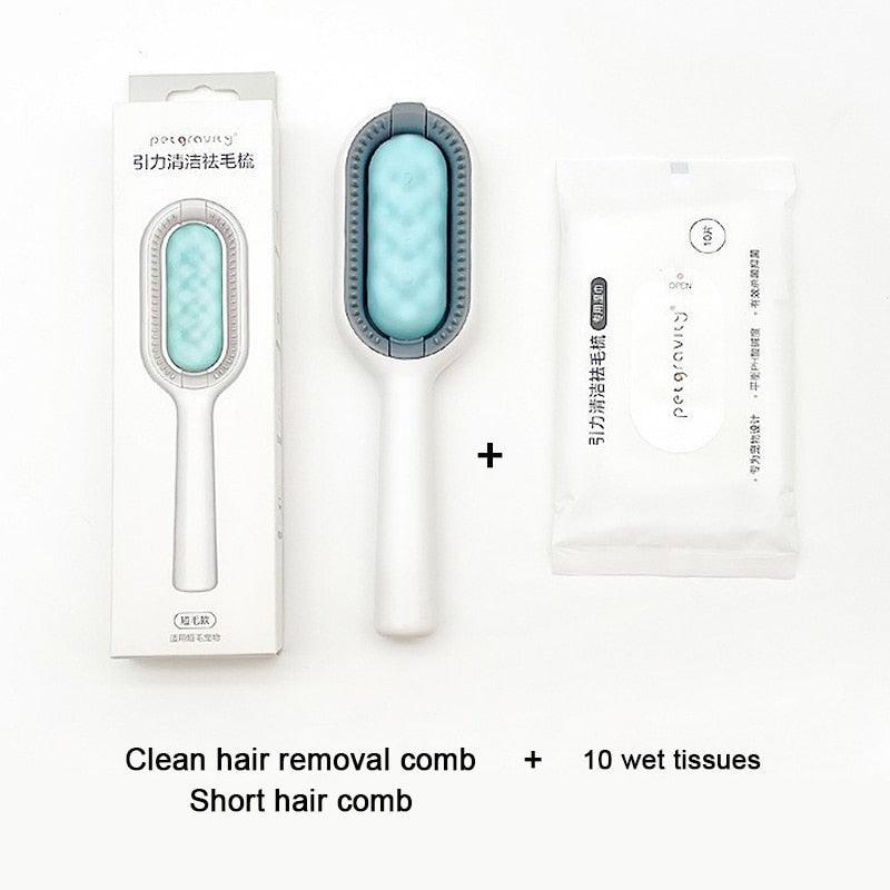 Cat Cleaning Comb Cat Hair Remover to Remove Floating Hair Sticky Fur Universal Pet Grooming Brush for Cat Dog Paired with Wipes Pet Cleaning Hair Removal Comb For Massaging And Removing Loose Hair