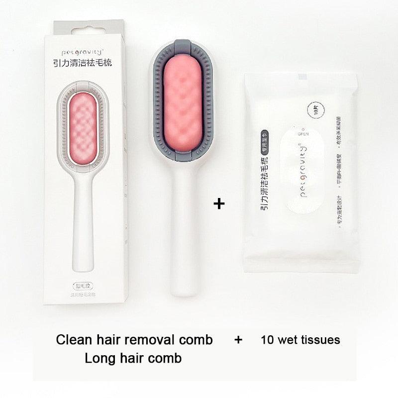 Cat Cleaning Comb Cat Hair Remover to Remove Floating Hair Sticky Fur Universal Pet Grooming Brush for Cat Dog Paired with Wipes Pet Cleaning Hair Removal Comb For Massaging And Removing Loose Hair