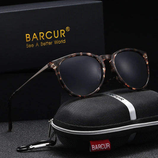 BARCUR Retro Circular Polarized Sunglasses for Women – Fashion Travel UV400 Protection TAC Lens – Durable Comfortable Plastic Titanium Frame Stylish Summer Eyewear – Trendy Mirror Lens Gift Box Included