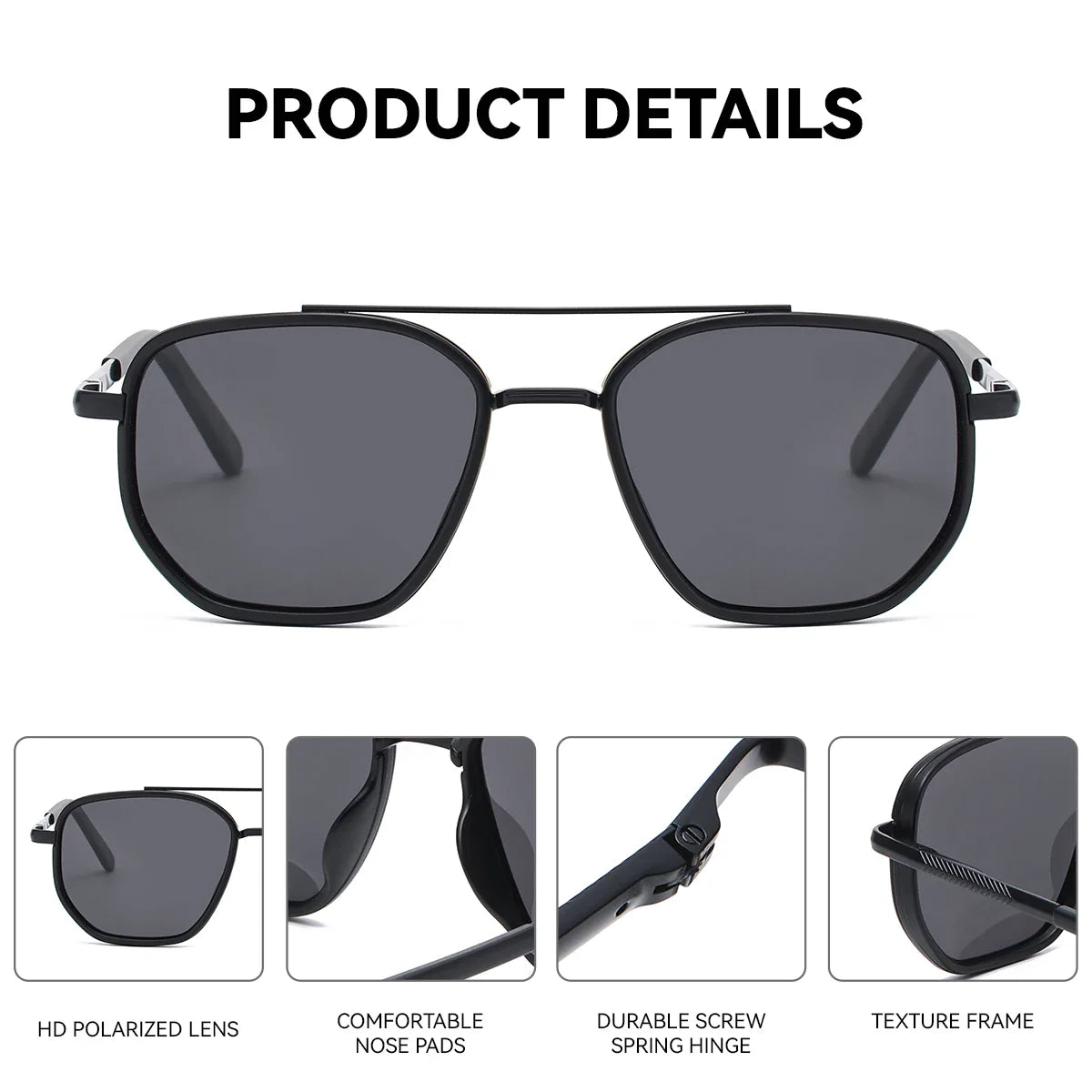 BARCUR Fashionable Trendy Polarized Sunglasses Polygon Frame with Delicate Thickened Striped Design – TAC Lens UV400 Protection for Driving and Outdoor Activities Women’s Fashion Sunglasses for Summer