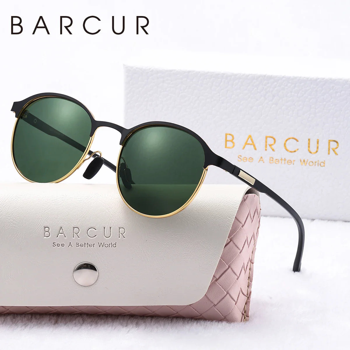 BARCUR Retro Polarized Fashionable Women’s Sunglasses – Elegant Black Circular Metal Frame UV400 Protection Stylish Travel Eyewear with Personalized Gift Packaging for Summer Days Girls and Women