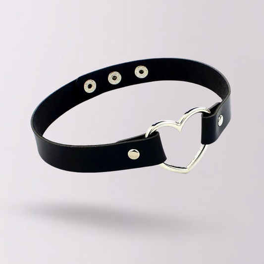 "MY" Heart Leather Choker