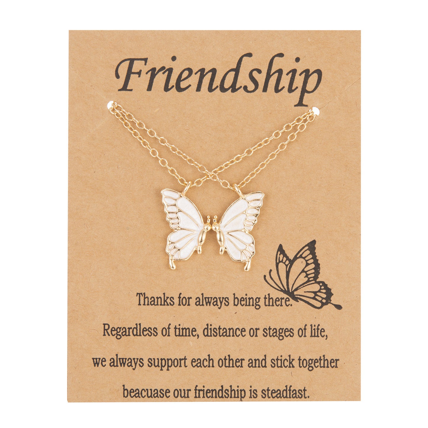 Friendship Paper Card Necklace Creative Butterfly Commemorative Necklace