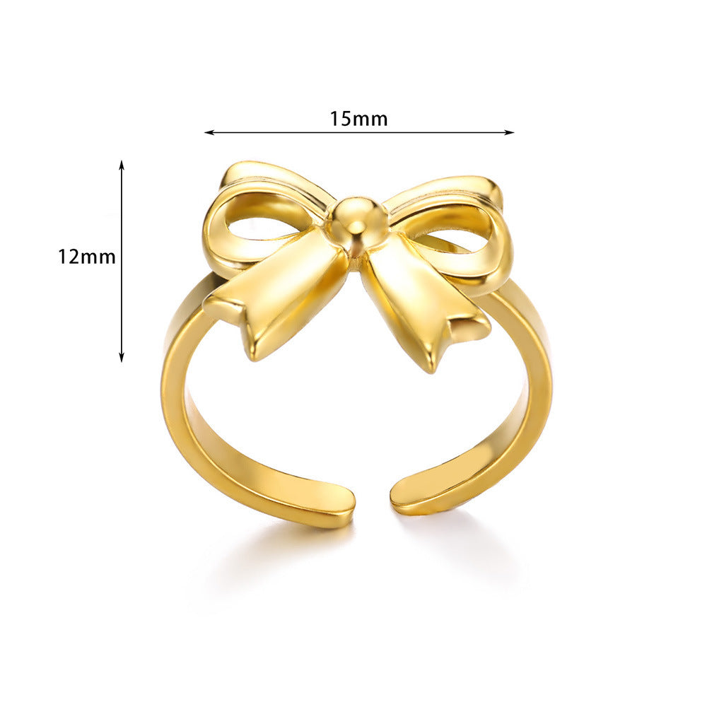 Titanium Steel 18K Gold Plating Bow Ring