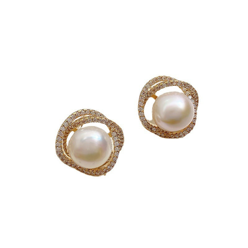 Atmospheric Pearl Earrings Korean Temperament Long Diamond Pearls