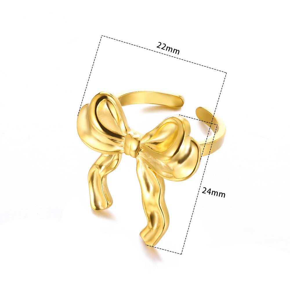 Titanium Steel 18K Gold Plating Bow Ring