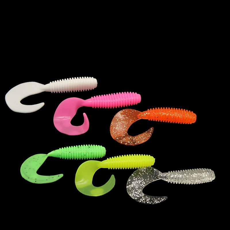 Fishing Gear Eight Colors Rolled Tail Fishy Luer Soft Lure Single Tail Bait