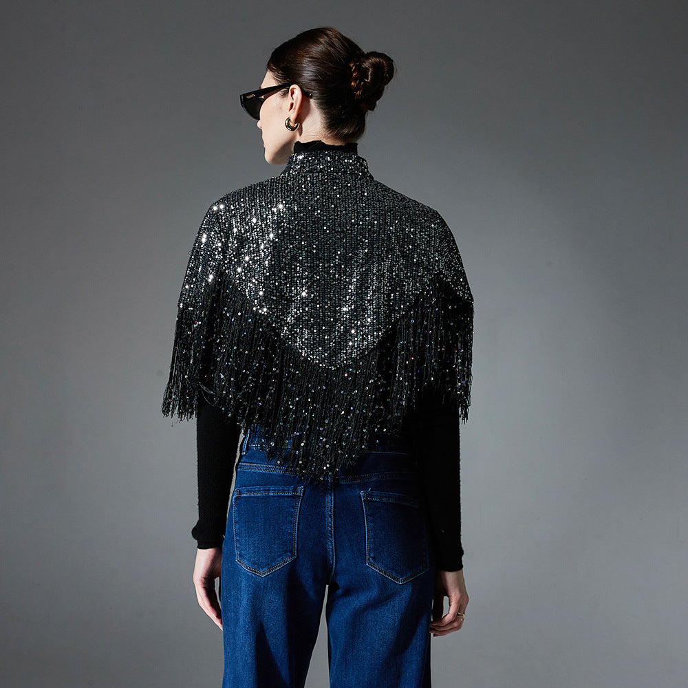 Autumn And Winter Sequined Tassel Shawl