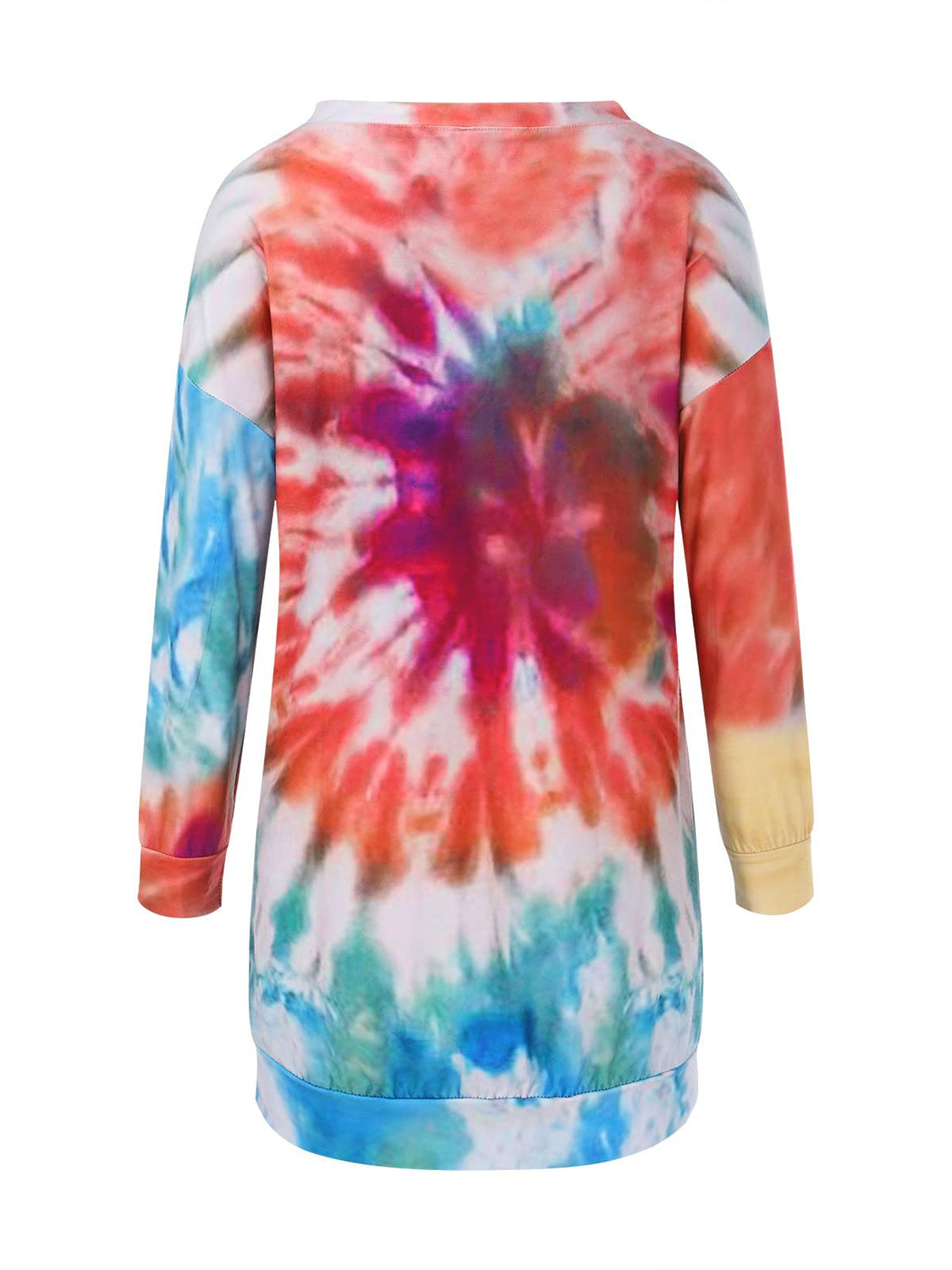 Full Size Tie-Dye Round Neck Long Sleeve Dress Trendy & Comfortable Casual Dress for Women