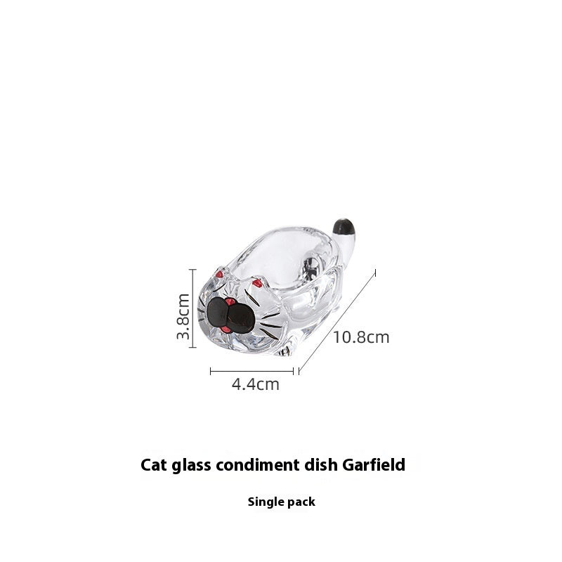 Cat Crystal Glass Seasoning Saucer Dish