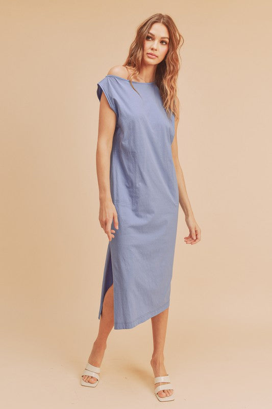 Side Slit Round Neck Sleeveless Midi Elegant Dress–Versatile, Chic, and Timeless Wardrobe Staple with Side Slits and Sleeveless Design for Effortless Style