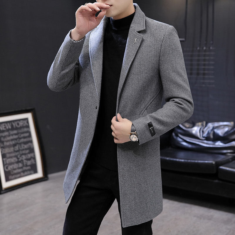 Winter Youth Slim Houndstooth Coat Trend