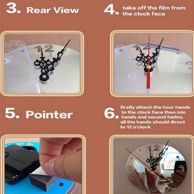 Acrylic Clocks Watch Wall Clock Modern Design 3D Mirror Watches Home Decoration Living Room 3D Mirror Surface Wall Clock Creative Mute Wall Stickers for Home Living Room Office Decoration Gifts