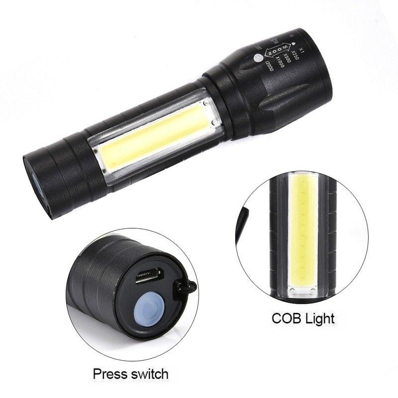 Adjustable Rechargeable LED USB Portable Focus Light Zoomable LED Tactical Flashlight High Lumens Zoomable Waterproof Flashlight Mini Torch For Camping Hiking