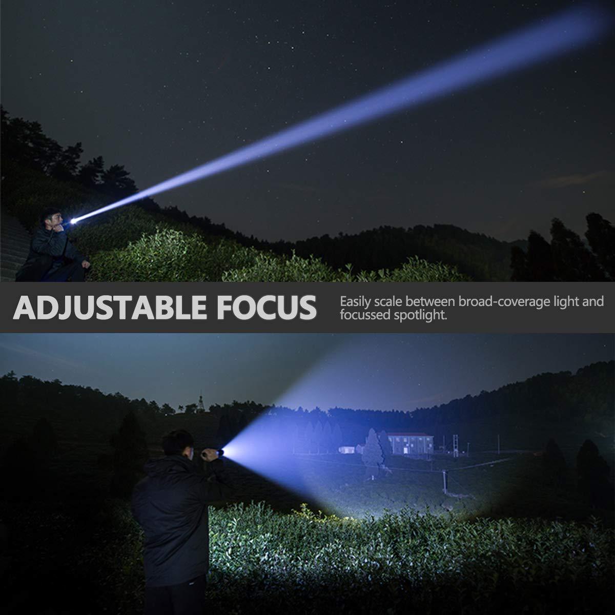 Adjustable Rechargeable Powerful Zoomable LED USB Flashlights High Lumens Powerful Tactical  Waterproof Super Bright  Flashlights Best For Camping Outdoor Hiking Running Riding
