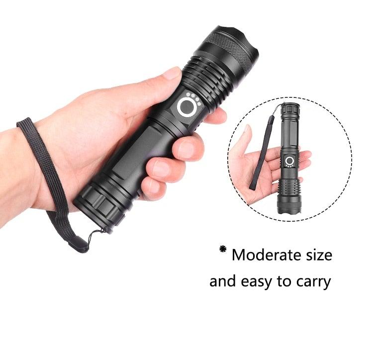 Adjustable Rechargeable Powerful Zoomable LED USB Flashlights High Lumens Powerful Tactical  Waterproof Super Bright  Flashlights Best For Camping Outdoor Hiking Running Riding