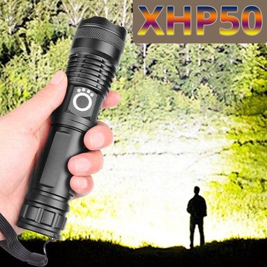 Adjustable Rechargeable Powerful Zoomable LED USB Flashlights High Lumens Powerful Tactical  Waterproof Super Bright  Flashlights Best For Camping Outdoor Hiking Running Riding