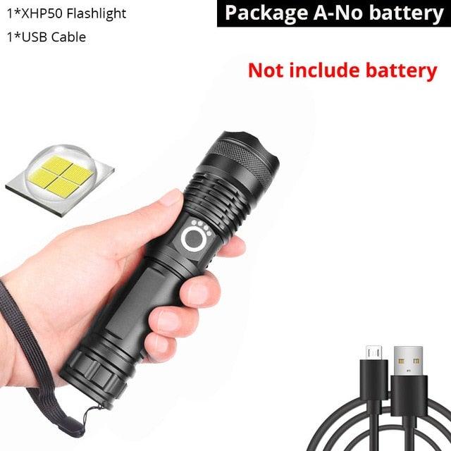 Adjustable Rechargeable Powerful Zoomable LED USB Flashlights High Lumens Powerful Tactical  Waterproof Super Bright  Flashlights Best For Camping Outdoor Hiking Running Riding